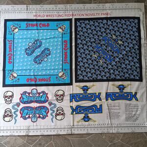 Vintage 1999 World Wrestling Federation Rock & Stone Cold Fabric Novelty Panel